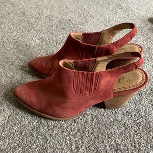 Red Leather Splendid Booties Sz 7